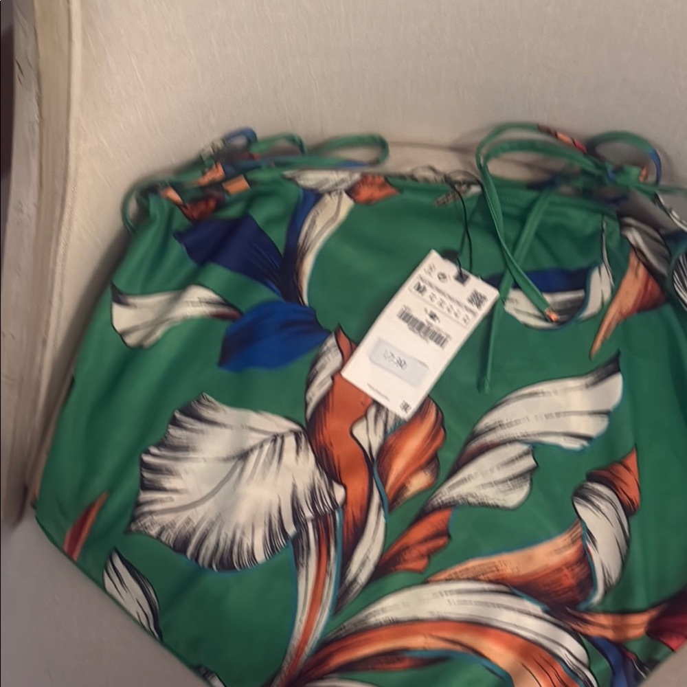 Zara Green Floral Bikini Top